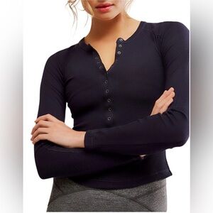 Free People Kick Off Rib Cotton Henley